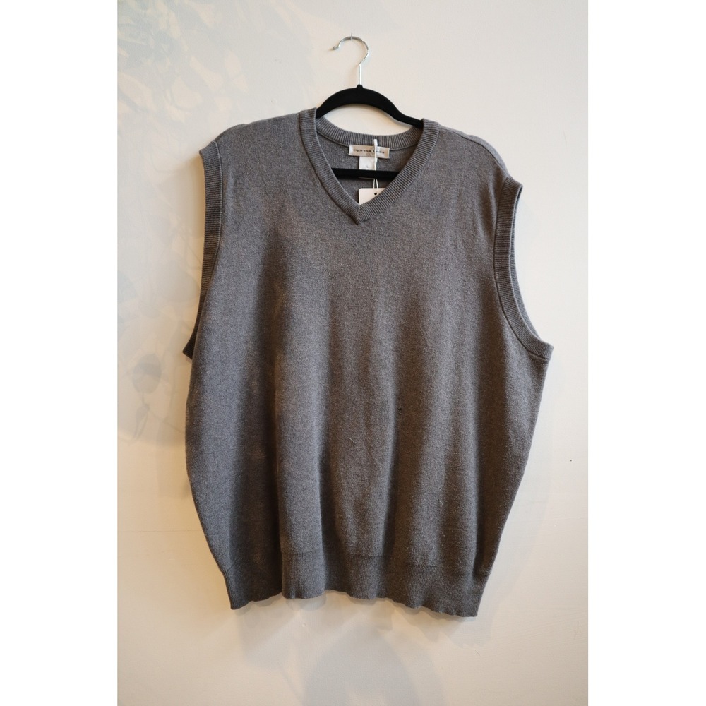Cypress Links Mens Gray V-Neck Cotton Sweater Vest Size L